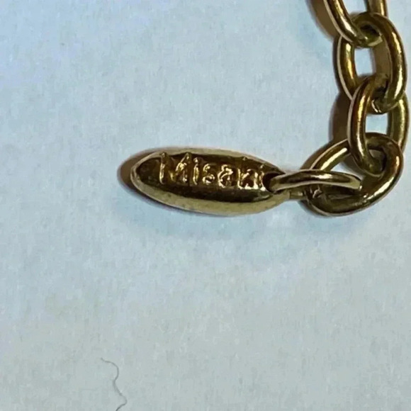 Misaki Mother of Pearl Soft Leather Cord Necklace w/ Square Gold Pendant - Picture 4 of 5